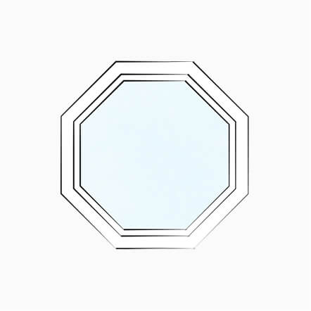 Line drawing of a custom octagonal specialty replacement window.